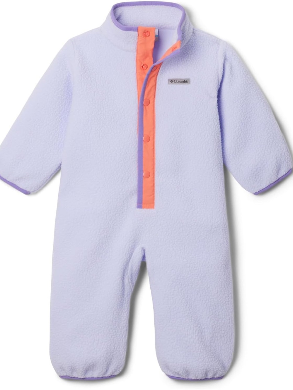 COLUMBIA | Lilac Fleece Helvetia Bunting/Onesie with Coral Trim